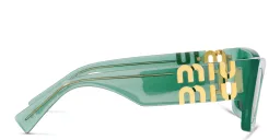Shop MIU MIU Rectangle Sunglasses in Green online.