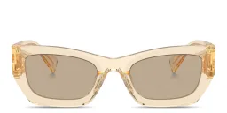 Shop MIU MIU Rectangle Sunglasses in Sand Crystal online.