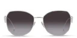 Shop PRADA Irregular Sunglasses in Silver online.