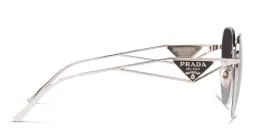 Shop PRADA Irregular Sunglasses in Silver online.