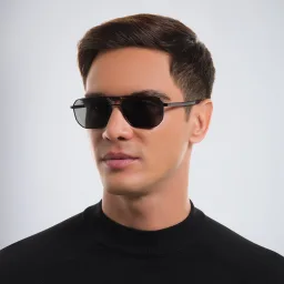 Shop PRADA Rectangle Sunglasses in Black online.