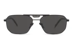 Shop PRADA Rectangle Sunglasses in Black online.