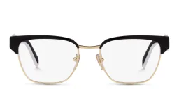 Shop PRADA Irregular Eyeglasses in Black/Pale Gold online.