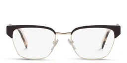 Shop PRADA Irregular Eyeglasses in Brown/Pale Gold online.