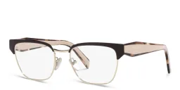 Shop PRADA Irregular Eyeglasses in Brown/Pale Gold online.