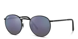 Shop Ray-Ban New Round Unisex Panthos Sunglasses in Black online.
