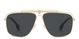 Shop VERSACE Greca-detailed Aviator Sunglasses in Gold online.