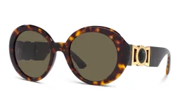 Shop VERSACE Round Sunglasses in Havana online.