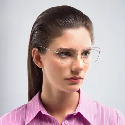Shop BURBERRY Wide Cat Eye Eyeglasses in Light Gold online.