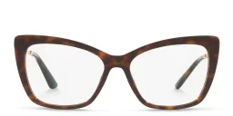 Shop Dolce & Gabbana Wide Cat Eye Eyeglasses in Havana online.