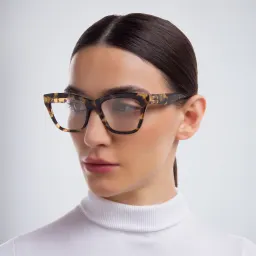 Shop MIU MIU Square Eyeglasses in Havana online.