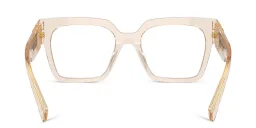 Shop MIU MIU Vertical Logo Square Eyeglasses in Matte Sand online.