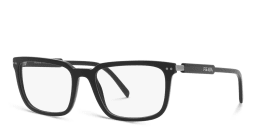 Shop PRADA Wide Rectangle Eyeglasses in Black online.
