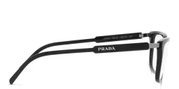 Shop PRADA Wide Rectangle Eyeglasses in Black online.