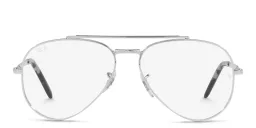 Shop Ray-Ban Unisex Wide Pilot Eyeglasses in Silver online.
