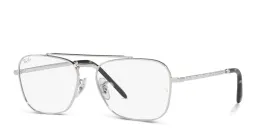 Shop Ray-Ban New Caravan Unisex Wide Square Eyeglasses in Silver online.