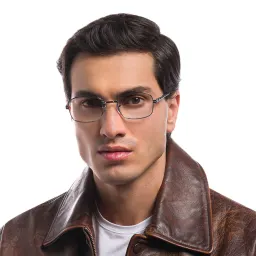 Shop Ray-Ban Unisex Rectangle Eyeglasses in Gunmetal online.