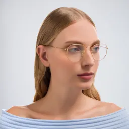 Shop Ray-Ban Hexagonal Unisex Eyeglasses in Polished Gold online.