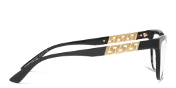 Shop VERSACE Greca Pillow Eyeglasses in Black online.
