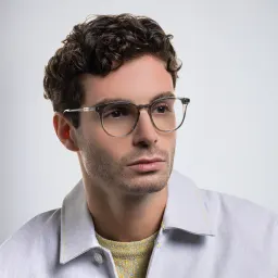 Shop GUCCI Round Eyeglasses in Grey online.