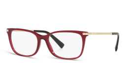 Shop VALENTINO Stud Rectangle Eyeglasses in Red online.