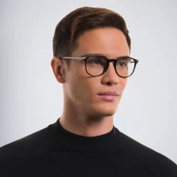Shop GIORGIO ARMANI Round Eyeglasses in Black online.