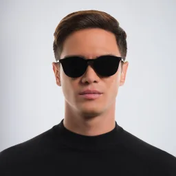 Shop GIORGIO ARMANI Round Eyeglasses in Black online.