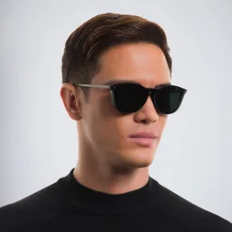 Shop GIORGIO ARMANI Round Eyeglasses in Black online.