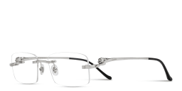 Shop Cartier Panthère de Cartier Rectangle Eyeglasses in Silver online.