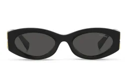 Shop MIU MIU Oval Sunglasses in Black online.