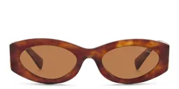Shop MIU MIU Oval Sunglasses in Havana online.