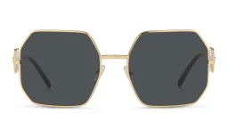 Shop VERSACE Medusa-Embellished Irregular Sunglasses in Gold online.