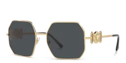 Shop VERSACE Medusa-Embellished Irregular Sunglasses in Gold online.