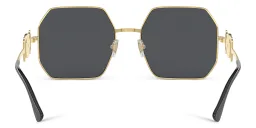 Shop VERSACE Medusa-Embellished Irregular Sunglasses in Gold online.