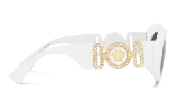 Shop VERSACE Rhinestone-embellished Medusa Sunglasses in White online.