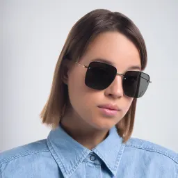 Shop SAINT LAURENT Half-Rim Square Sunglasses in Silver online.