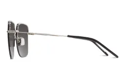 Shop SAINT LAURENT Half-Rim Square Sunglasses in Silver online.