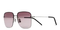 Shop SAINT LAURENT Half-Rim Square Sunglasses in Silver online.