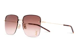 Shop SAINT LAURENT Half-Rim Square Sunglasses in Gold online.