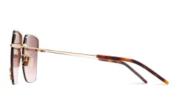 Shop SAINT LAURENT Half-Rim Square Sunglasses in Gold online.