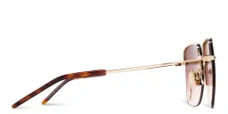 Shop SAINT LAURENT Half-Rim Square Sunglasses in Gold online.