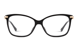 Shop JIMMY CHOO Pearl-Embellished Rectangle Eyeglasses in Black online.