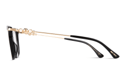 Shop JIMMY CHOO Pearl-Embellished Rectangle Eyeglasses in Black online.