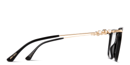 Shop JIMMY CHOO Pearl-Embellished Rectangle Eyeglasses in Black online.