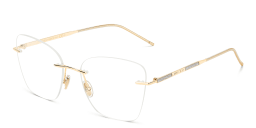 Shop JIMMY CHOO Wide Rimless Cat-Eye Eyeglasses in Gold online.