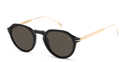Shop DAVID BECKHAM Round Sunglasses in Black Gold online.