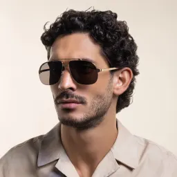 Shop Cartier Santos de Cartier Pilot Sunglasses in Gold online.
