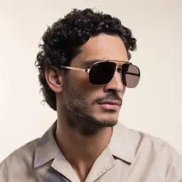 Shop Cartier Santos de Cartier Pilot Sunglasses in Gold online.