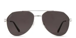 Shop Cartier Signature C de Cartier Pilot Sunglasses in Silver online.