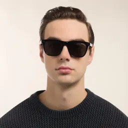 Shop MONTBLANC Square Sunglasses in Black online.